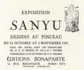 expositionSanyu - dessins au pinceau - 24.10 03.11 1931  Editions Bonaparte