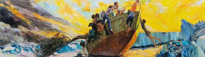 喻红 Yu Hong - Ship of Fools - Three-panel acrylic on canvas - 2021 - photography Dawn Blackman 喻红 Yu Hong - 云层 - Ship of Fools - Three-panel acrylic on canvas - 2021 - photography Dawn Blackman