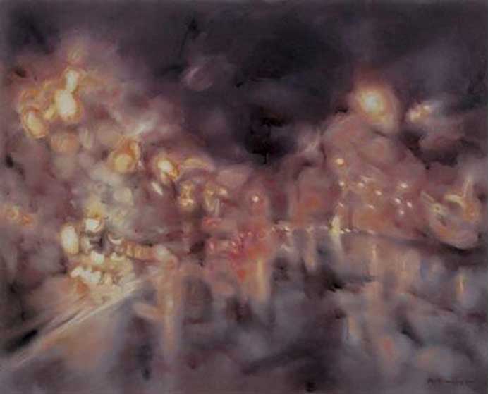 Han Qing 韩情 -  Night trip  - huile sur toile