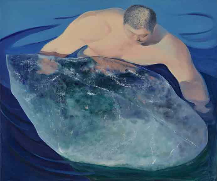 Wang Xiaoqu 王晓曲 - Man with Ice - Oil on canvas 100 x 120 cm - 2018 Wang Xiaoqu 王晓曲 - Man with Ice - Oil on canvas 100 x 120 cm - 2018
