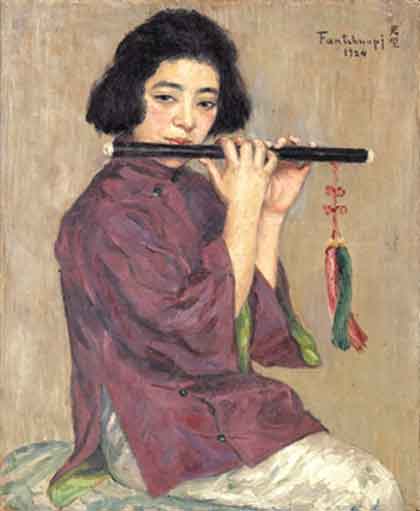 Fang Chun-Pi  方君璧 -  The Flute Player  1924  -  oïl on canvas  