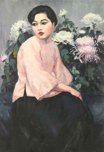  Fang Chun-Pi  方君璧   -   The Girl Dressing in Pink  1926  -  oïl on canvas 
