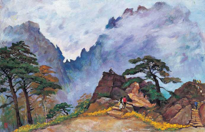 Fei Yifu  费以复  -  Qingliang Terrace of Mount Huang - oil on canvas