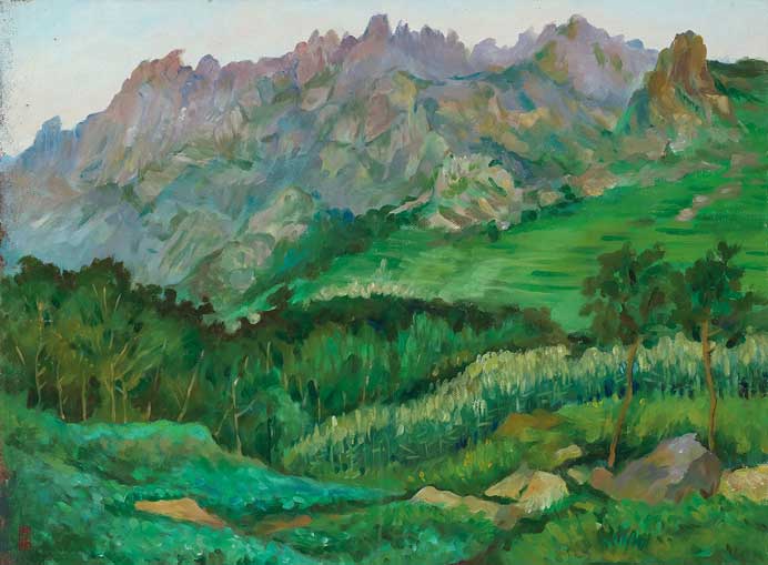 Fei Yifu  费以复 -  Laoshan Mountain - oil on canvas  1982