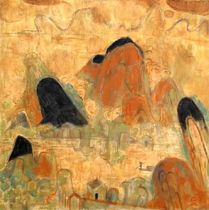 Huang Jing  黄菁 -  Lijiang River Landscape  -  oil on canvas  2010