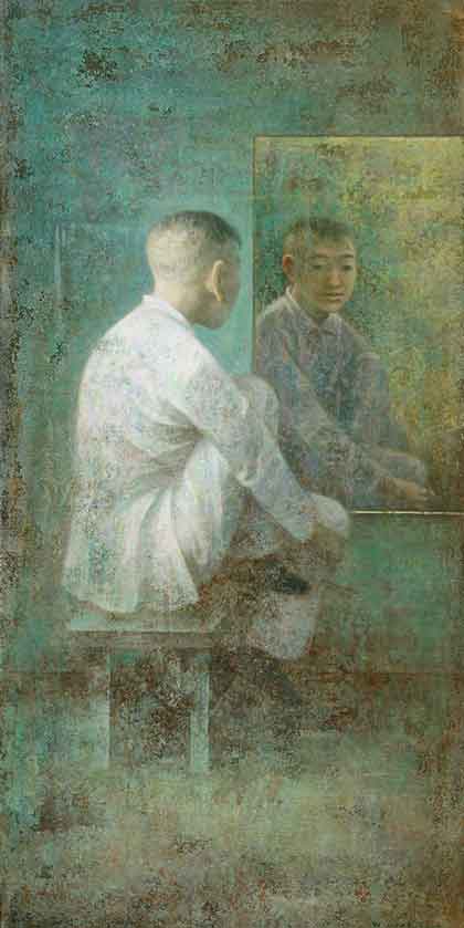 Wang Gang  王刚 - Au miroir - acrylic on canvas  2014