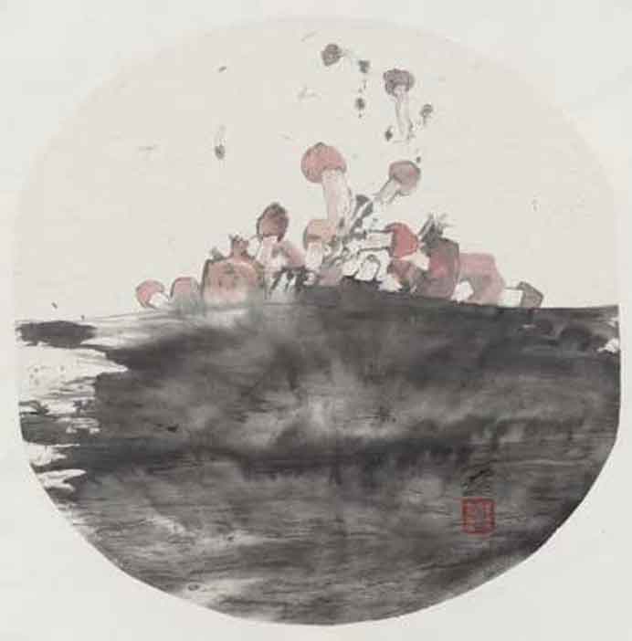 Zhang Meng  张猛 - Mushroom & Ape - ink on paper 