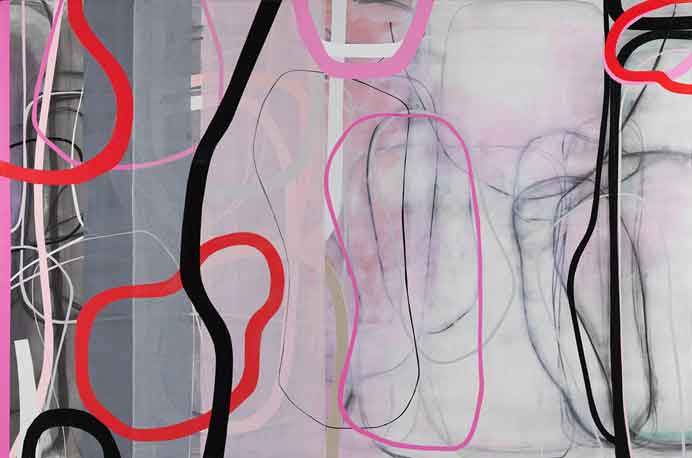 Zhou Li  周 力  -  Pink-Lines N°1  2017  -  Mixed media on canvas