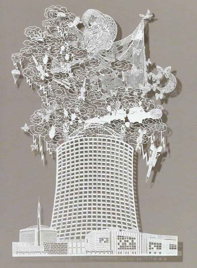 © Bovey Lee  李宝怡言  -  Power Plant - Reclining Buddha   -  Paper cutout on rice paper  - 2008 