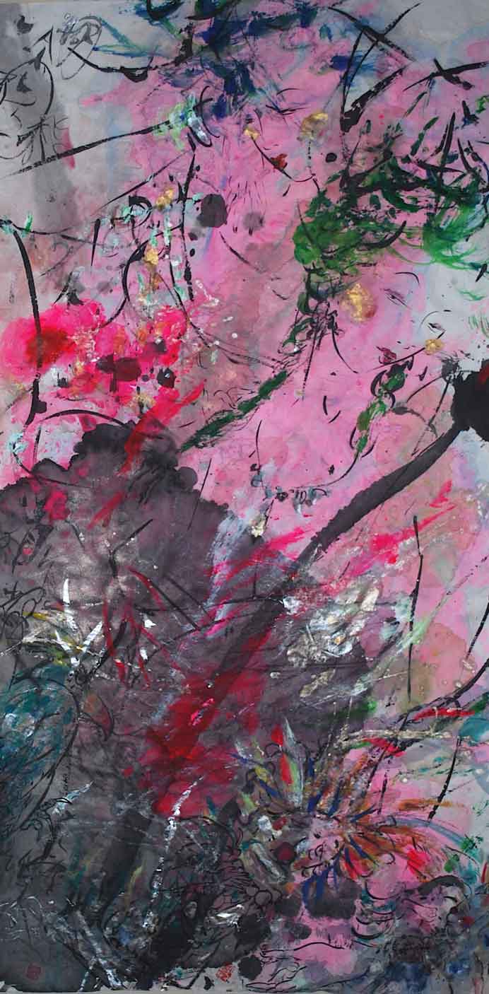 Earthstone Chu 周于棟 - Clear - Painting on rice paper 137 x 70 cm Earthstone Chu 周于棟 - Clear - Painting on rice paper 137 x 70 cm