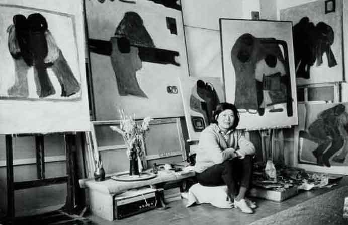 1960年代  -  贺慕群在画室中  巴黎  -  1960  -  Hoo Mojong in her Studio  Paris 