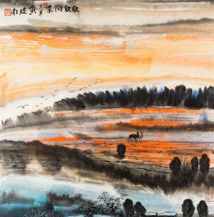  Huang Jiannan  黄健南 -   Camels by the river, dusk