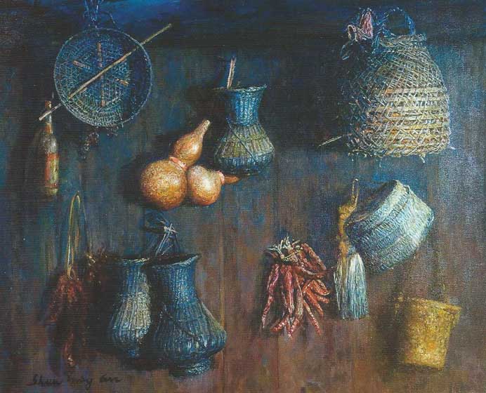 Shen Ming Cun  沈铭存   -  Still Life in Blue  -  Oil on canvas 