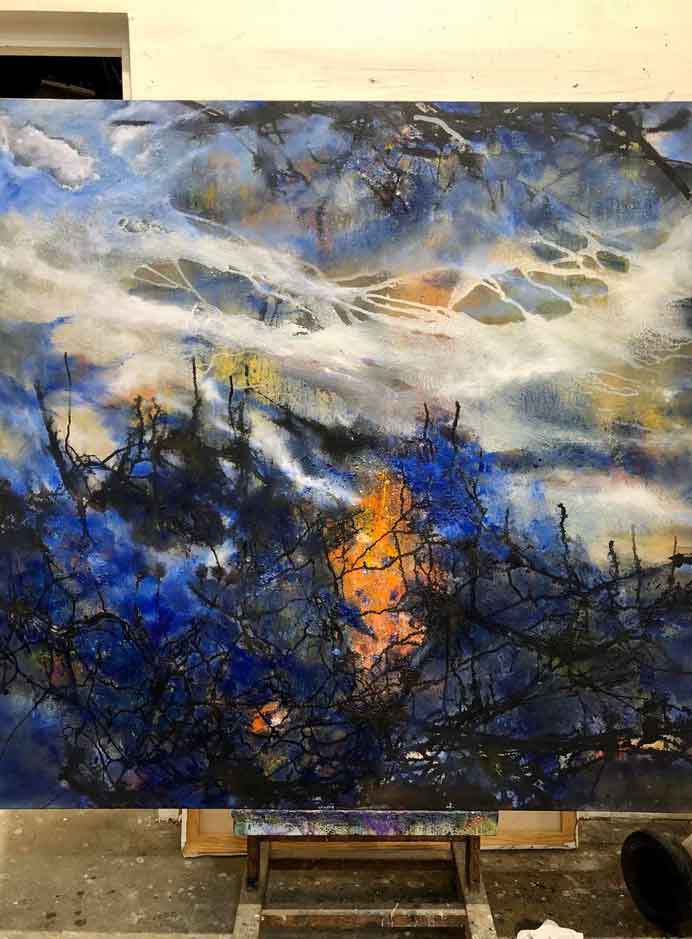  Ye Xingqian  叶星千  -  Painting 150 x 150 cm  in his studio  -  01 2023 