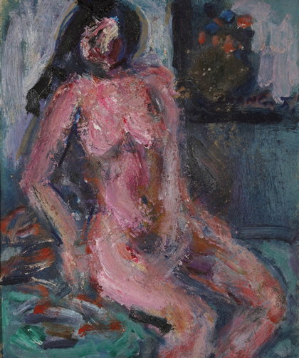 Zhang Wanchuan   張萬傳  - Nude Woman - oïl painting on cardboard  1980  