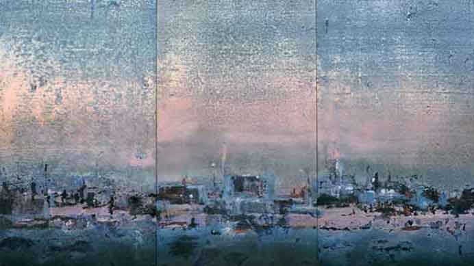Zhou Jirong  周吉榮   -  Fantastic City N°1  -  triptych  -  2008  -  mixed media on canvas    