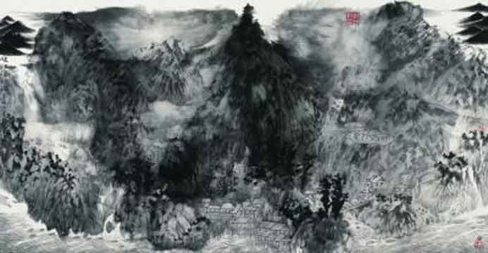 Zhuo Hejun  卓鹤君   -  Landscape  -  ink on paper 
