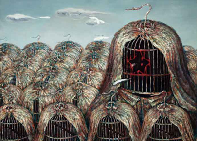 Wang Huibin  王慧斌  -  Cage Series N°.25  -  Oil panting on canvas  -  2011  