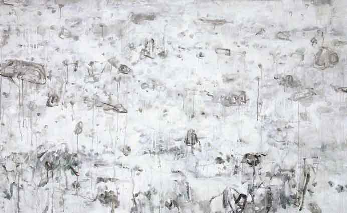 Yan Shanchun  严善錞   -  Spring Turns the Rocks and the Earth Green N°1 ink and acrylic on canvas  -  2005 