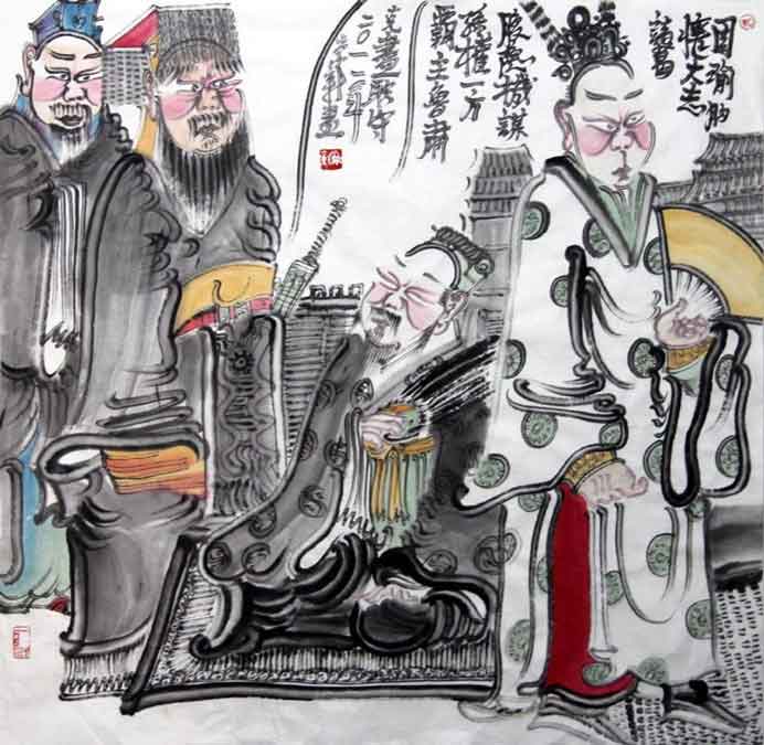  Zhou Jingxin  周京新  -  ink opera figures