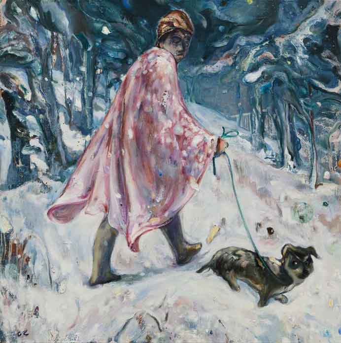 Chen Zuo  陈作    -  Nightwalker in Pines  -  Oil on canvas 110 x 110 cm  -  2019 2022
