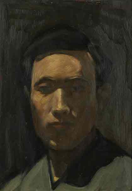 He Delai  何德來  -  Self-Portrait  自畫像  -  Oil on Wood  33 x 24 cm  -  1930