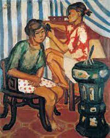 Hong Rui-Lin  洪瑞麟 -  Morning Toilette  -  Oil on canvas  -  1934