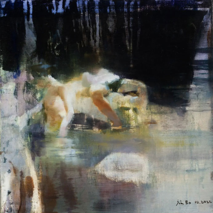 Jin Bo 金波 - Isolated island n. 35 - Oil on canvas 30 x 30 cm - 2022 Jin Bo 金波 - Isolated island n. 35 - Oil on canvas 30 x 30 cm - 2022