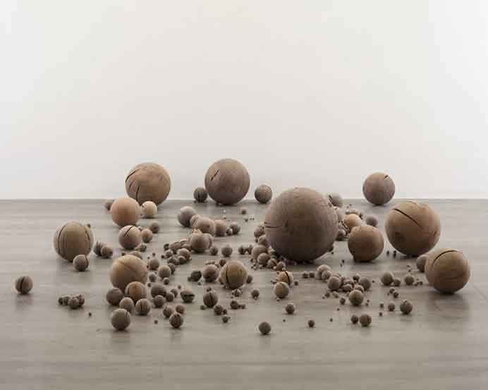 Li Gang  李钢   -  Beads  -  Wooden spheres shaped from the connecting points of a dead tree of Yunnan Province 395 pcs  -  2012