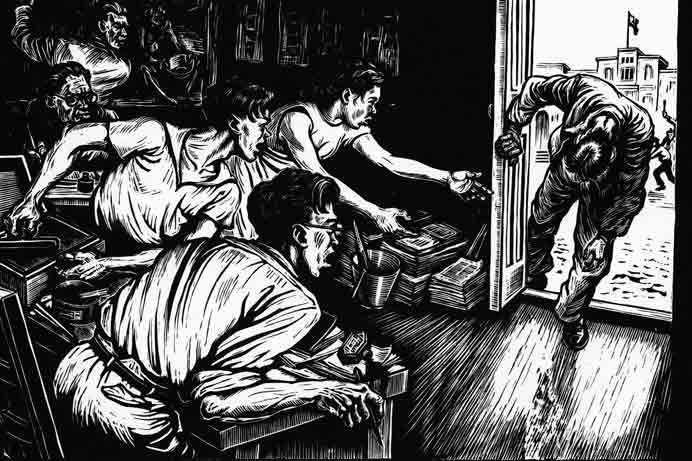 Li Hua 李桦 - Help ! 救命 ! - Woodcut 1947 Li Hua 李桦 - Help ! 救命 ! - Woodcut 1947