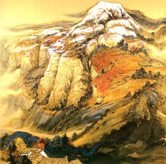 Li Jinyuan  李金远-  Pyrénées, Premières neiges  - 100 x 100 cm
