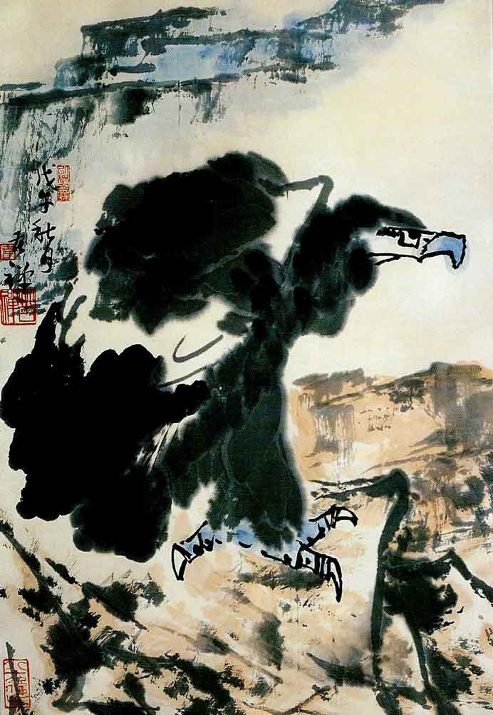 Li Kuchan 李苦禪 - Eagle - Ink on paper 65 x 44 cm (China Fine Arts Gallery Beijing) - 1979 Li Kuchan 李苦禪 - Eagle - Ink on paper 65 x 44 cm (China Fine Arts Gallery Beijing) - 1979