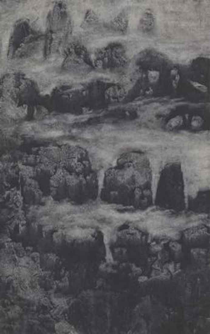 Mu Xin 木心 - 纠缦卿云 - Ink and colour on paper 32.7 x 21 cm 1977-79 - Collection Yale University Art Museum Mu Xin 木心 - 纠缦卿云 - Ink and colour on paper 32.7 x 21 cm 1977-79 - Collection Yale University Art Museum
