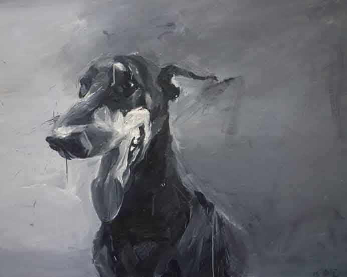 Pan Deng 潘登 - Doberman - Oil on canvas 120 x 150 cm - 2008 Pan Deng 潘登 - Doberman - Oil on canvas 120 x 150 cm - 2008