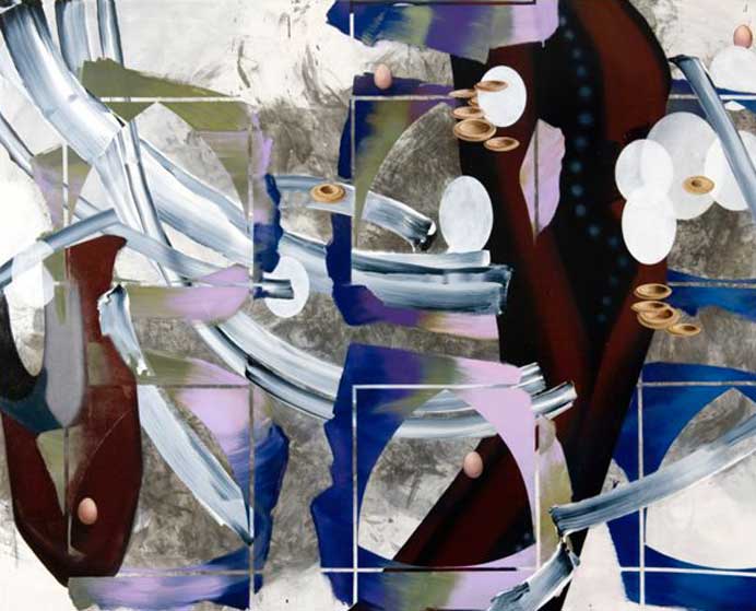 Vivien Zhang Yuewei 张月薇 - Six Stencils - Oil and ink on canvas 170 x 210 cm - 2014t Vivien Zhang Yuewei 张月薇 - Six Stencils - Oil and ink on canvas 170 x 210 cm - 2014t