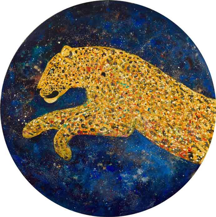 Wang Ming-Ren 王明仁 - Starry Sky N°.8 - Ink, mineral pigments, lacquer, cosmetics, foil, canvas - 120 x 120 cm - 2022 Wang Ming-Ren 王明仁 - Starry Sky N°.8 - Ink, mineral pigments, lacquer, cosmetics, foil, canvas - 120 x 120 cm - 2022