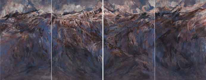 Wang Yiming  王义明 达  -  Himalayas  -  Acrylics on canvas 155 x 100 cm x 4  -  2016  