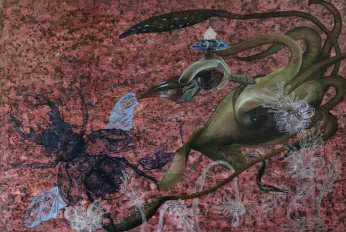 Yang Mao-Lin 杨茂林 - Wanderers of The Abyssal Darkness : The Goblin Shark II L1903 - Oil and acrylic 167 x 248 cm - 2019 Yang Mao-Lin 杨茂林 - Wanderers of The Abyssal Darkness : The Goblin Shark II L1903 - Oil and acrylic 167 x 248 cm - 2019