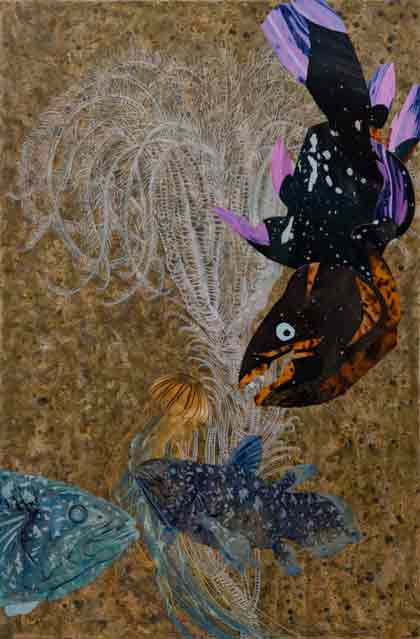 Yang Mao-Lin  杨茂林  -  Wanderers of The Abyssal Darkness : Coelacanth L1901  -  Oil and acrylic on canvas 218 x 145 cm  -  2019