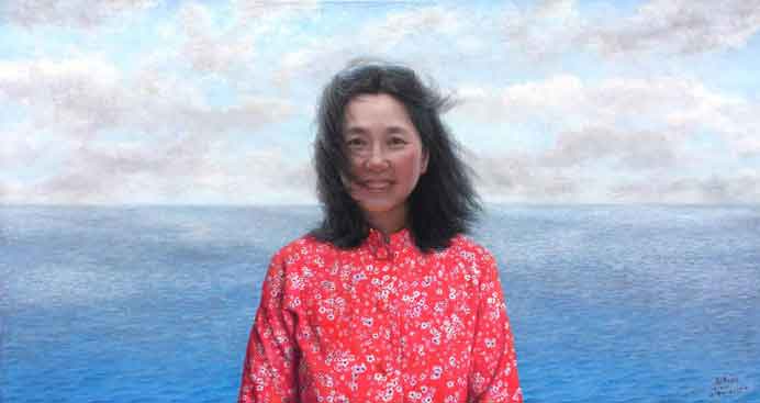 Zhao Dalu  赵大陆  -  Sunny Day  -  Oil on canvas 80 x 150 cm  -  2019 - Portrait Prize Finalist 2020  -  National Portrait Gallery