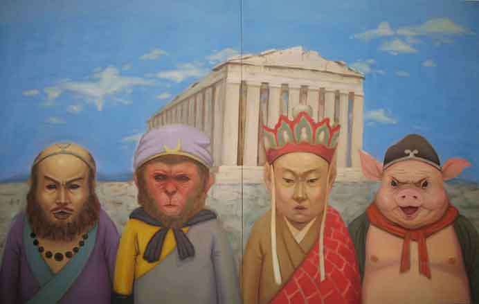Guozheng Hao  郝国政 - Perdu - peinture à l'huile 120  X 77cm 2007