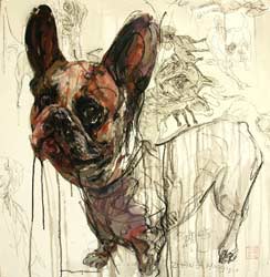  Zhang Hongyu  张宏宇 - n° 7 - Noir 70 cm x 70 cm- encre de Chine  fusain et acrylique