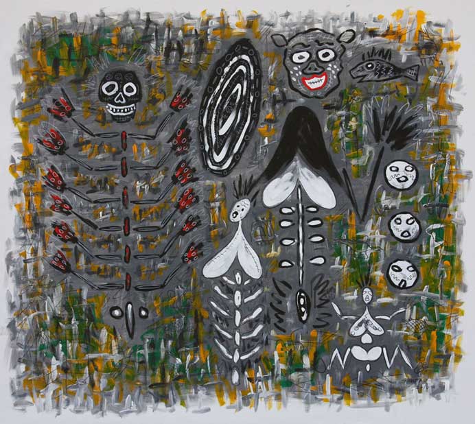 Shutao Liao  廖树陶 - Totem16 2010 - acrylic & marker on canvas 137 cm X 122 cm  