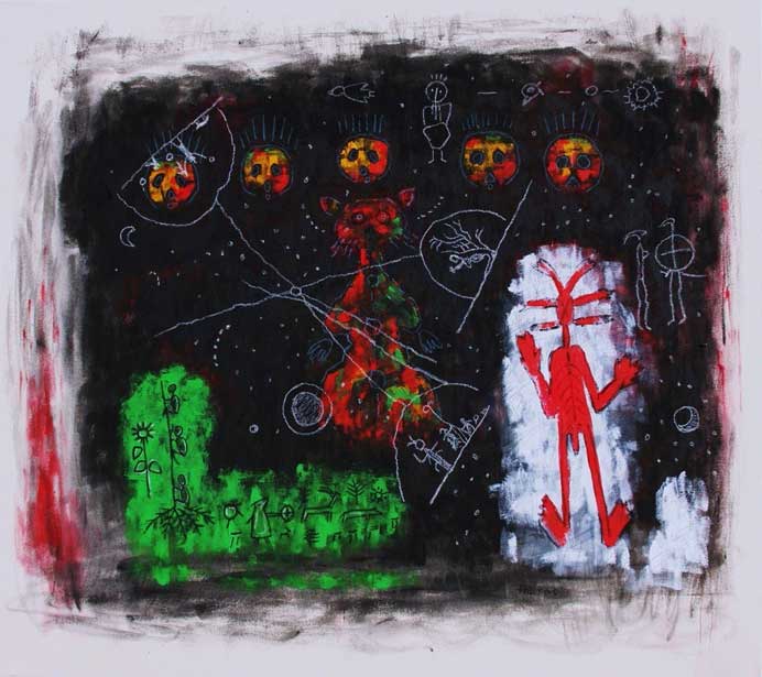 Shutao Liao  廖树陶 - Legend of night1 2012 - mixed medium on cotton 137 cm X 122 cm