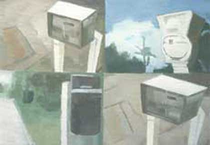 Wei Shanghe 魏尚河 - Boites à lettres - hule sur toile 120cm x 90cm 2008