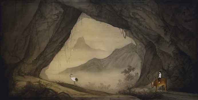 Wu Nan  吳楠  - - 50cm X 100cm ink and colour on silk