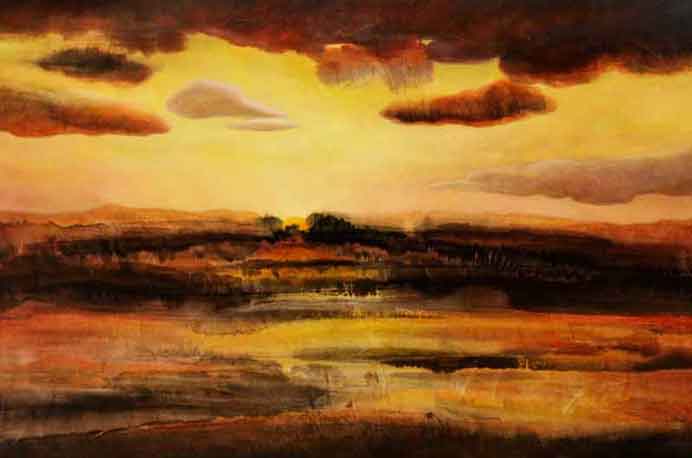  Zhang Jun 張珺-  L'Aube 2011  -  Mixte sur toile 146 X 97cm 