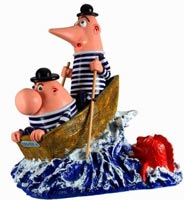 �  Herv� Di Rosa - Les deux nigauds en barque - r�sine de polyester peinte - JCM Billy 2008