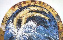  � Philippe Cogn�e ADAGP le plongeur 1983 - acrylique sur papier maroufl� sur bois 